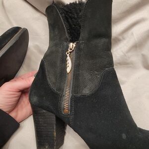 UGG Australia "Charlee" black suede heeled ankle boots